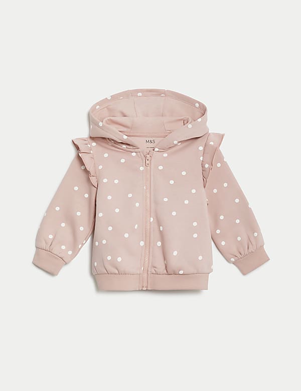 Sweat en coton à capuche et motif pois (jusqu’au 3&nbsp;ans) - BE