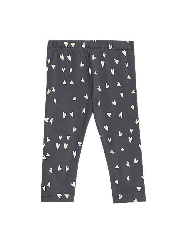 2pk Cotton Rich Heart Leggings (0-3 Yrs)