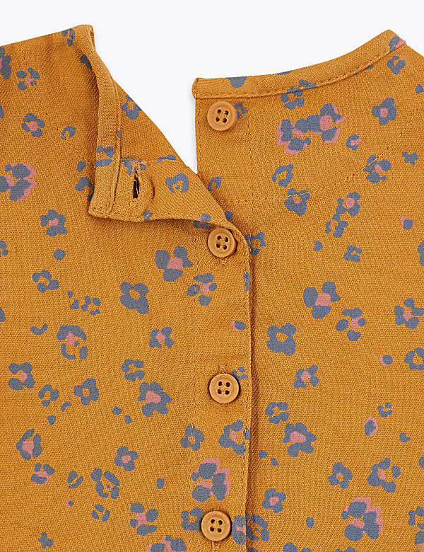 Cotton Flower & Leopard Print Dress (0-3 Yrs)