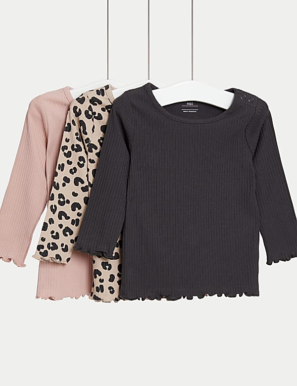 Pack de 3 tops de algodón con estampado de leopardo y lisos (0-3&nbsp;años) - US