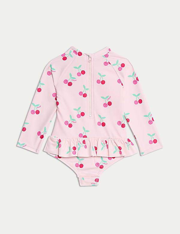 Cherry Frill Long Sleeve Swimsuit (0-6 Yrs) - SK