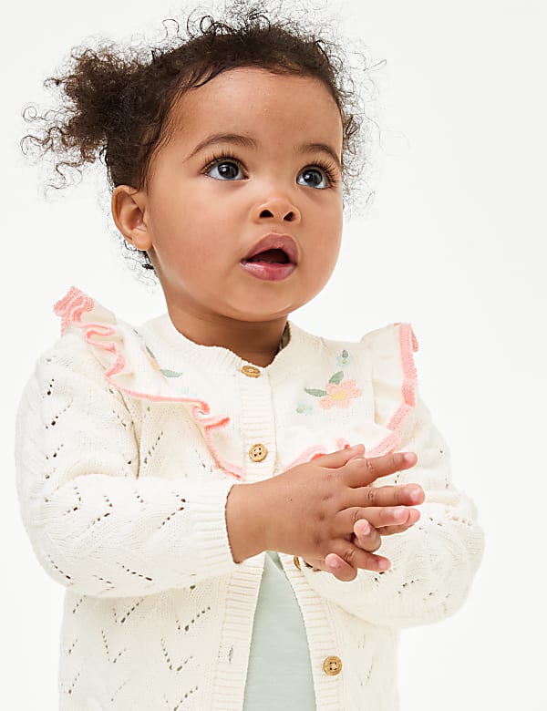 Pure Cotton Embroidered Cardigan (0-3 Yrs) - HR