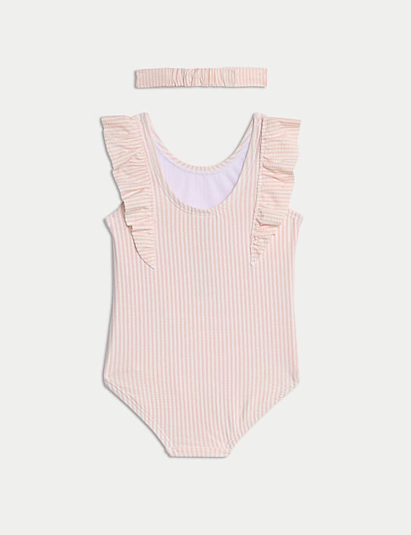 2pc Striped Seersucker Swimsuit & Headband (0 Mths-6 Yrs) - PL