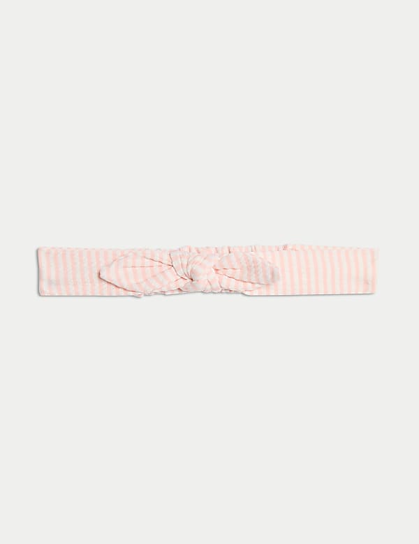 2pc Striped Seersucker Swimsuit & Headband (0 Mths-6 Yrs) - PL