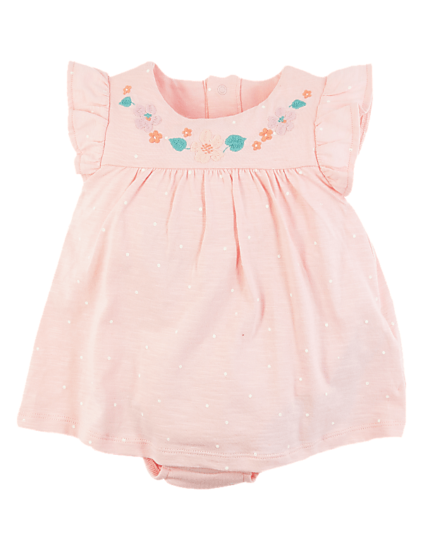Cotton Spotted Bodysuit Dress (0-12 Mths)