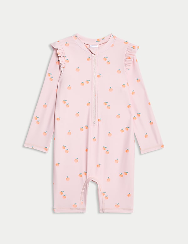 Peach Print All in One Swimsuit (0-3 Yrs) - PL
