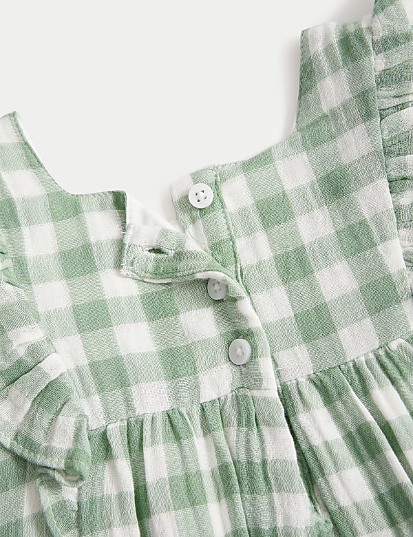 Pure Cotton Gingham Frill Dress (0-3 Yrs)