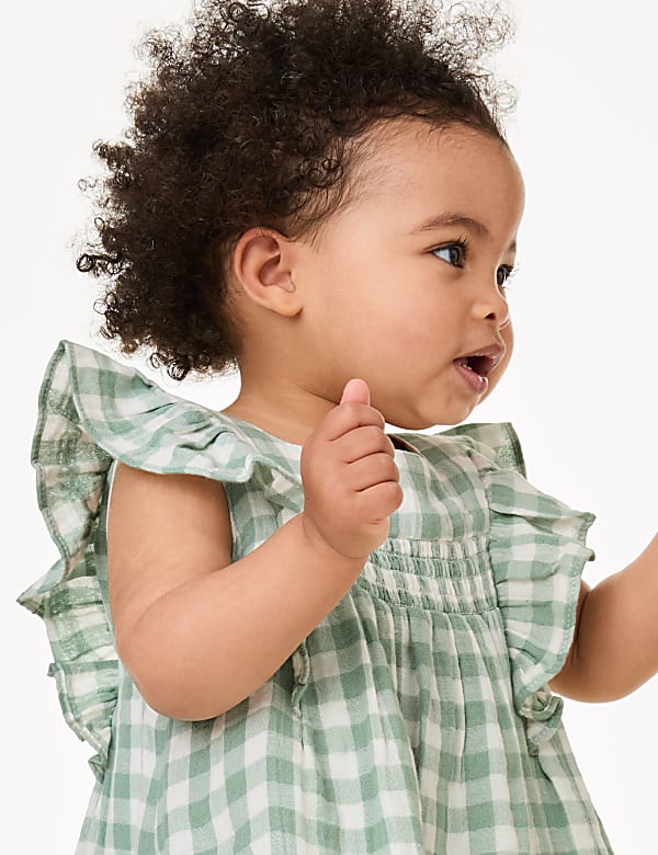 Gingham frill dress top