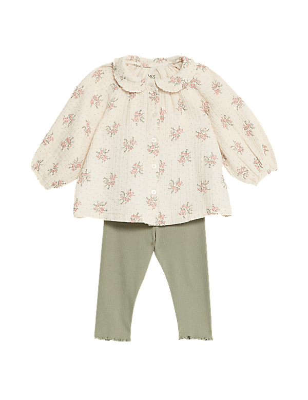 2pc Cotton Rich Floral Outfit (0-3 Yrs)