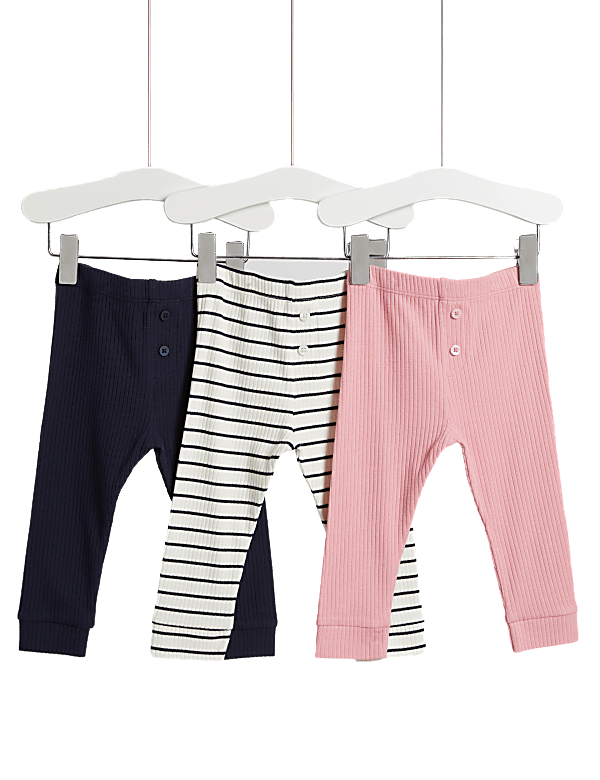 3pk Cotton Leggings (0 Mths-3 Yrs)