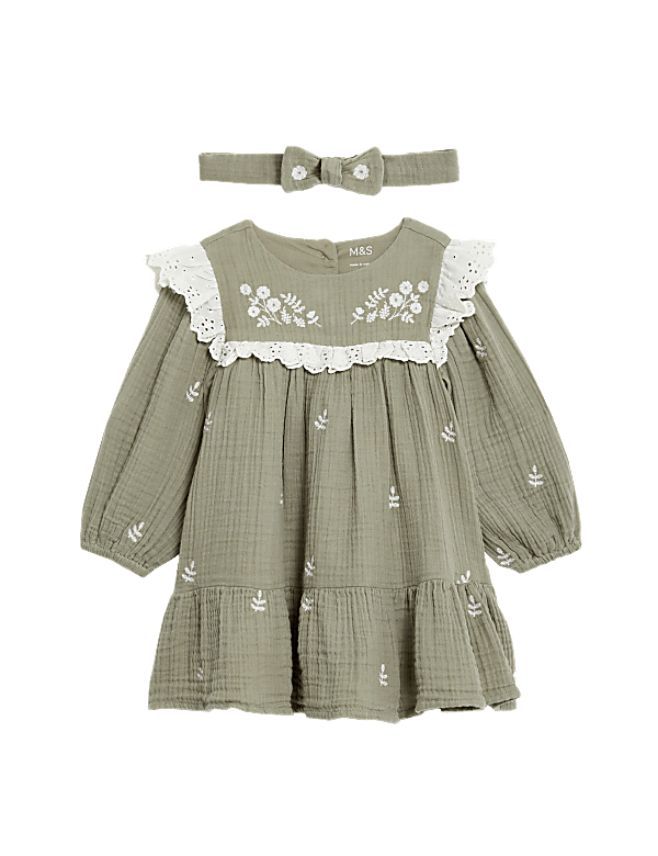 2pc Pure Cotton Floral Dress Set (0-3 Yrs)