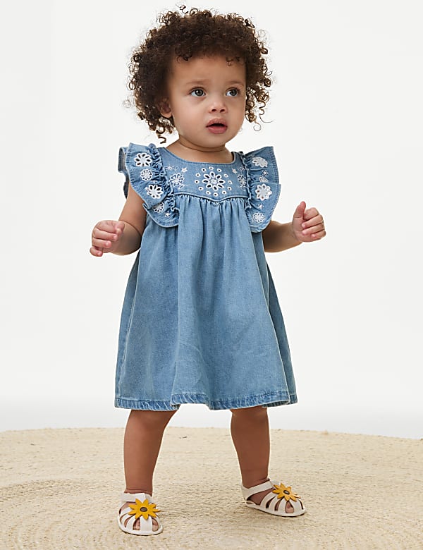 Cotton Rich Embroidered Dress (0-3 Yrs) - DK