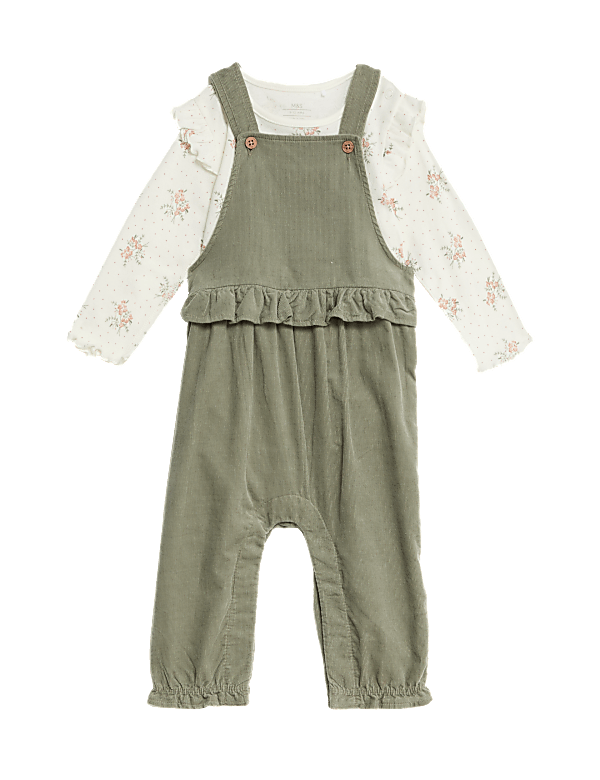 2pc Pure Cotton Cord Dungaree Outfit (0-3 Yrs)