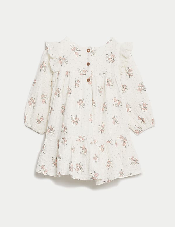 Pure Cotton Floral Dress with Tights (0-3 Yrs)