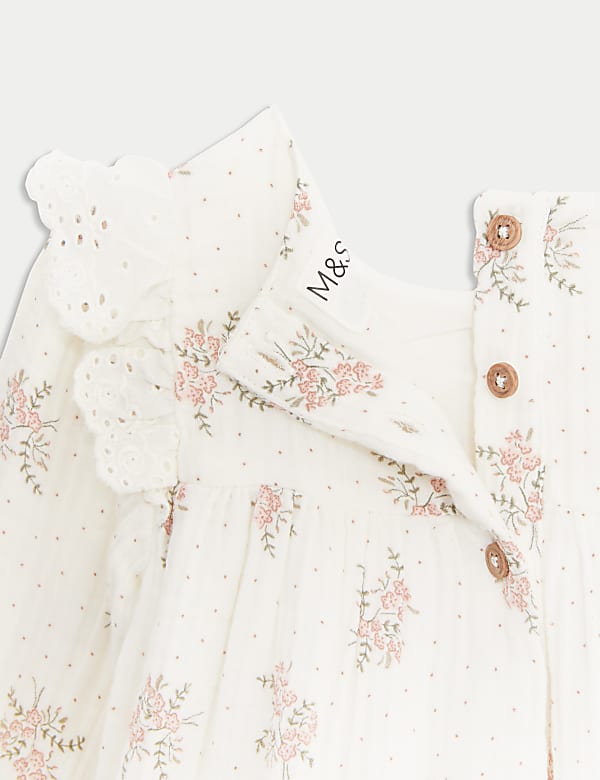 Pure Cotton Floral Dress with Tights (0-3 Yrs)