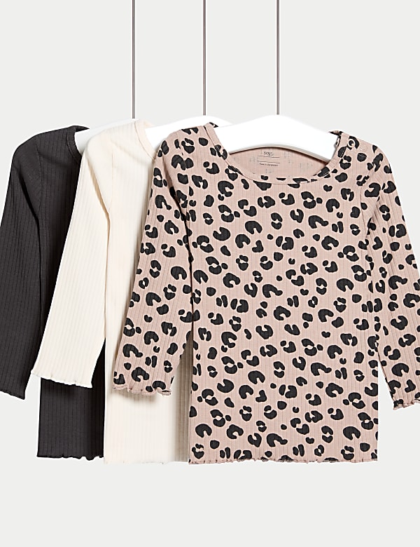 3pk Cotton Rich Animal Print & Plain Tops (0-3 Yrs) - NZ