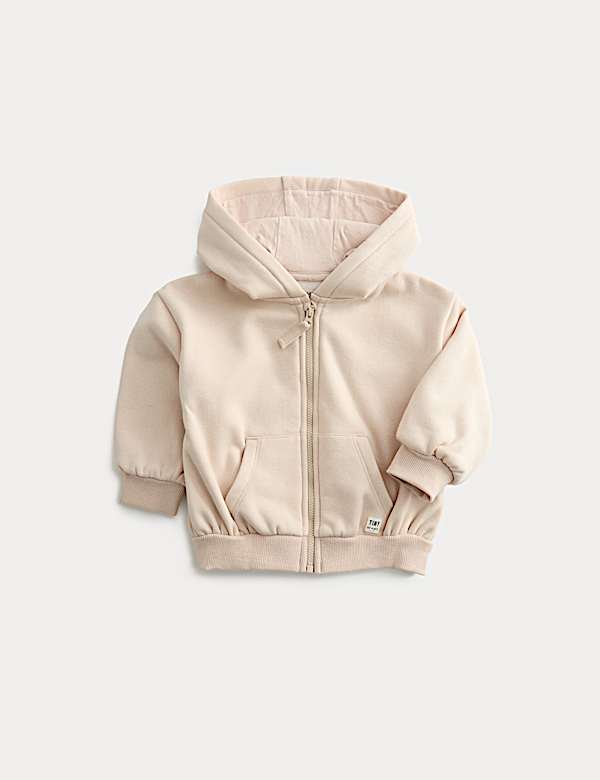 Cotton Blend Fleece Lined Zip Up Hoodie (0-3 Yrs) - US