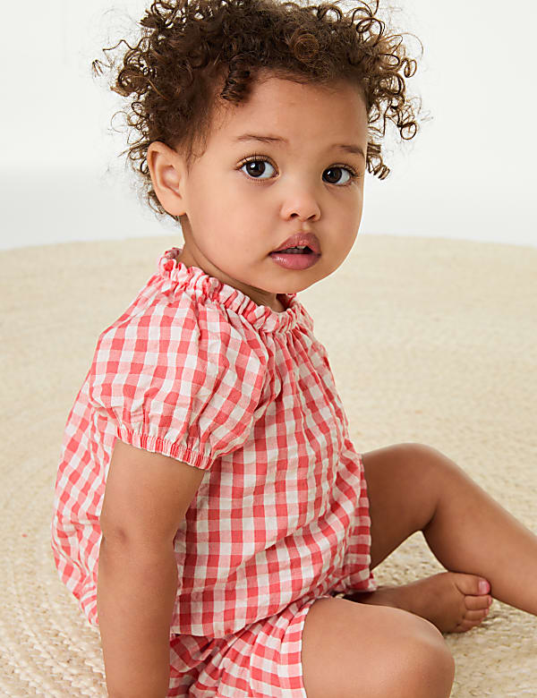 Pure Cotton Gingham Outfit (0-3 Yrs)