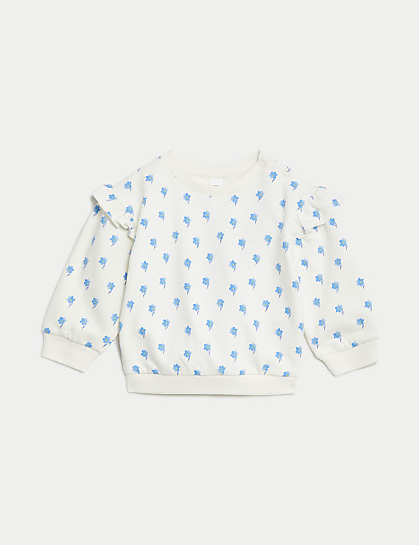Katoenrijke sweater met bloemmotief (0-3 jaar) - BE