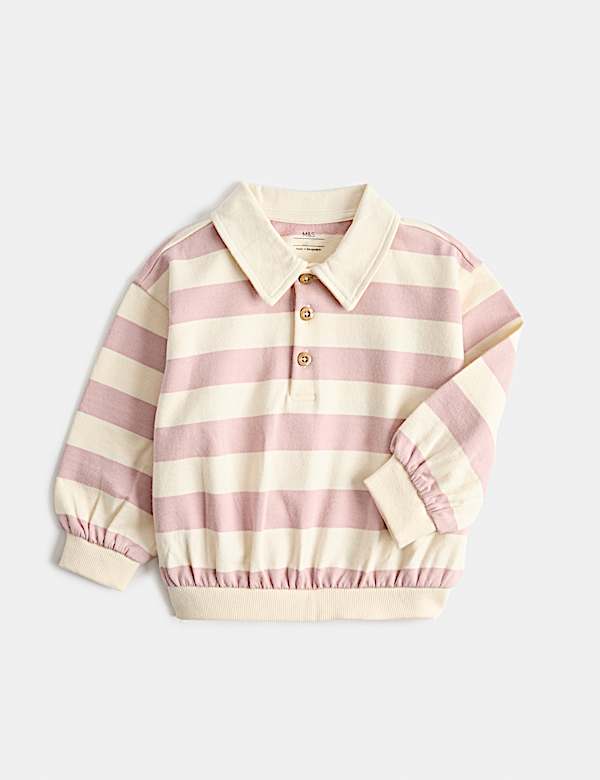 Pure Cotton Striped Rugby Shirt (0-5 Yrs)