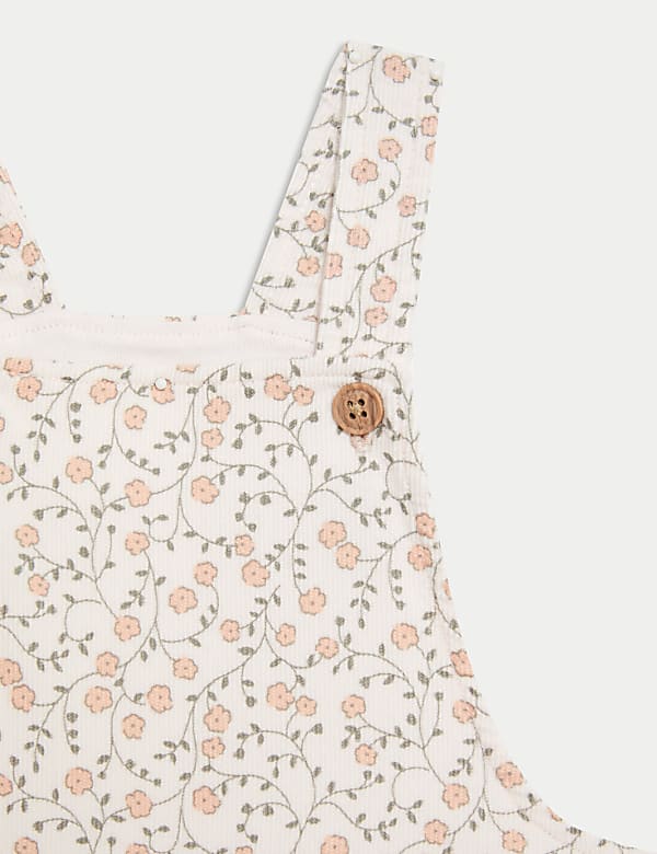 2pc Corduroy Floral Dungarees Set (0-3 Yrs)