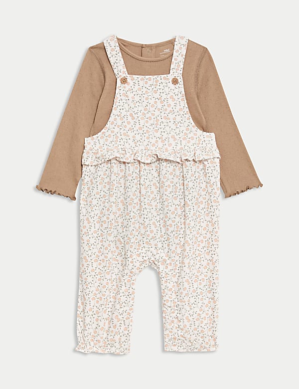 2pc Corduroy Floral Dungarees Set (0-3 Yrs)