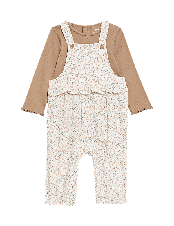 2pc Corduroy Floral Dungarees Set (0-3 Yrs)