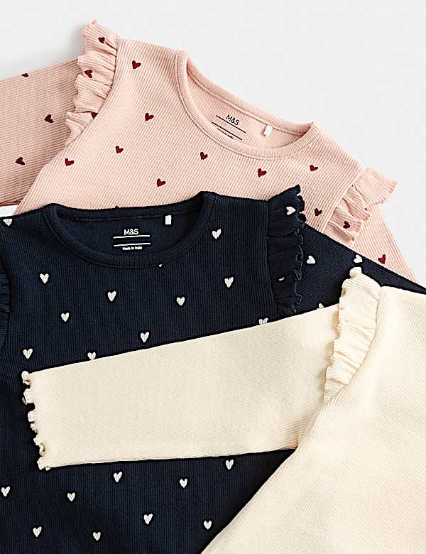 3 Pack Cotton Rich Jersey Heart Tops (0-5 Yrs)