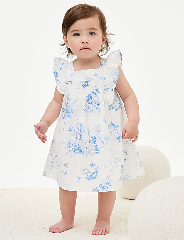 Pure Cotton Floral Frill Dress (0-3 Yrs) - BH