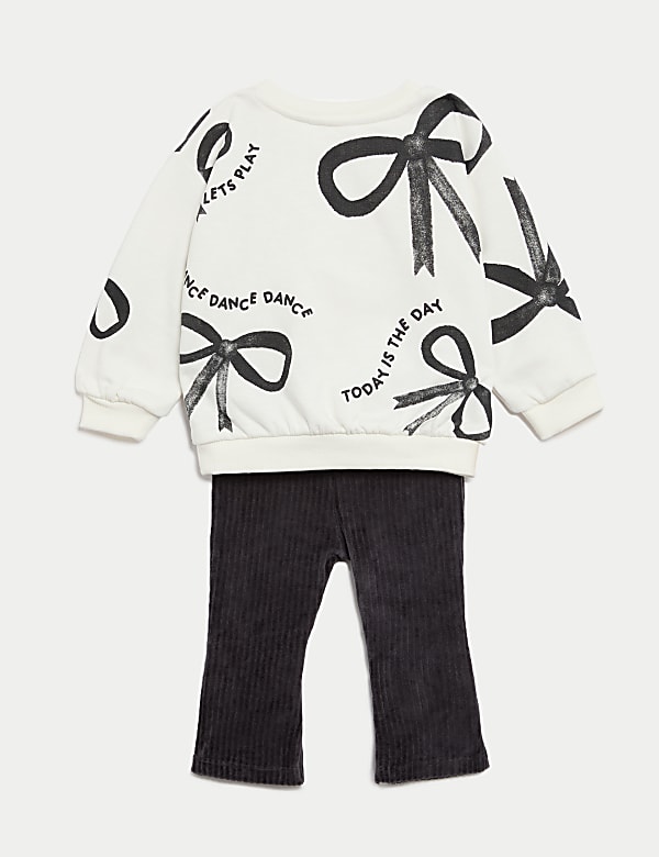 2pc Cotton Rich Bow Print Outfit (0-3 Yrs) - FI