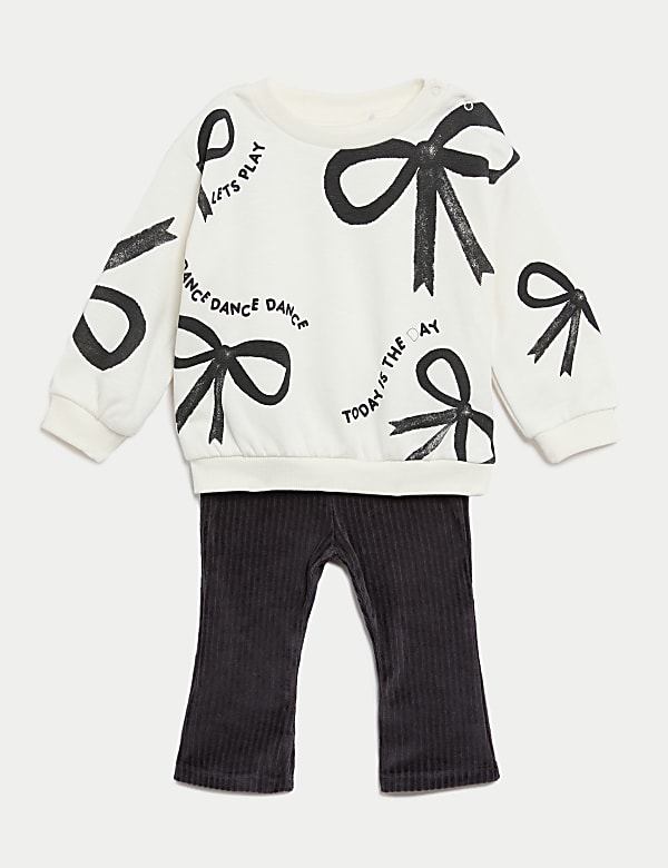 Conjunto de 2 piezas de algodón estampado de lazos (0-3 años) - ES