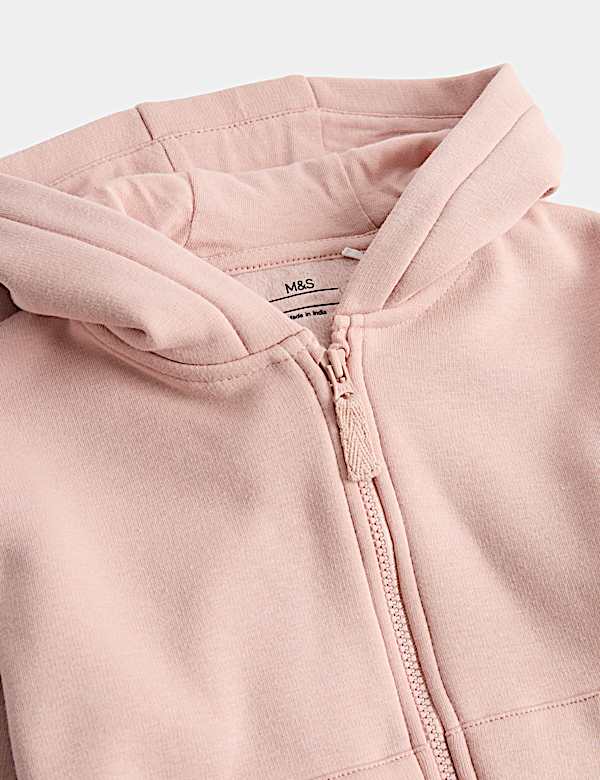Cotton Blend Plain Zip Hoodie (0-3 Yrs) - KR