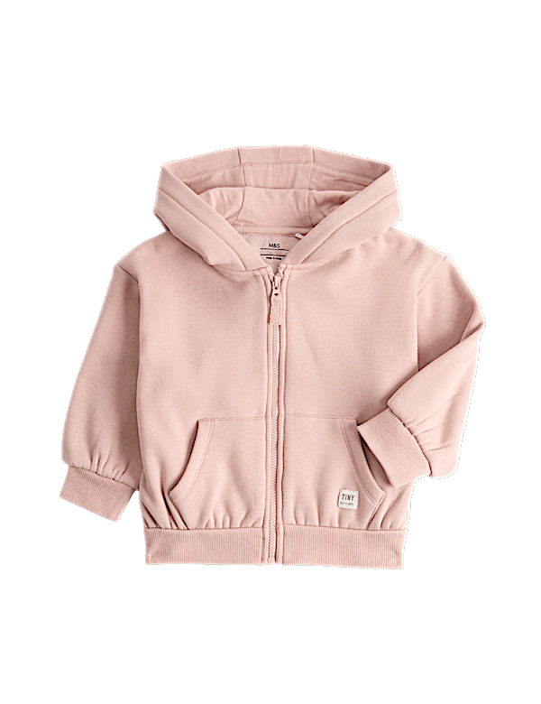 Cotton Blend Plain Zip Hoodie (0-3 Yrs)