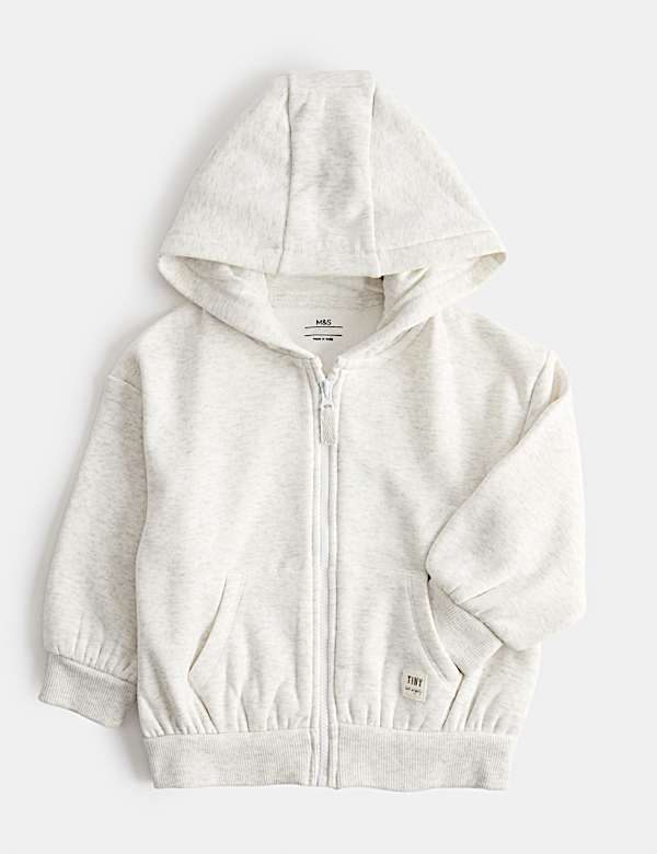 Cotton Blend Plain Zip Hoodie (0-3 Yrs)