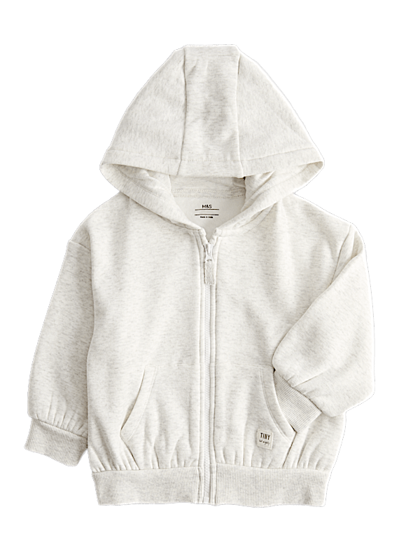 Cotton Blend Plain Zip Hoodie (0-3 Yrs)