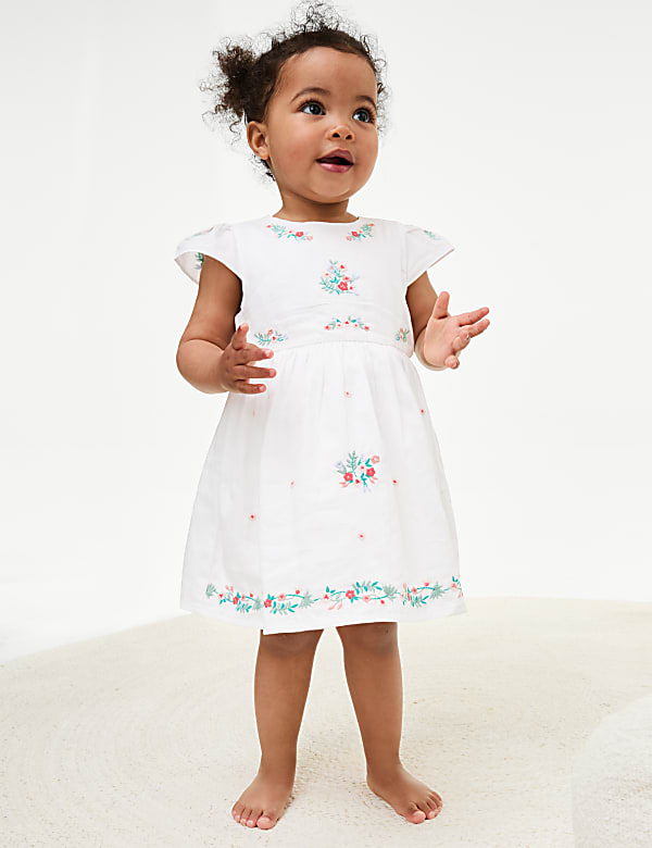 Pure Cotton Embroidered Dress (0-3 Yrs) - IT