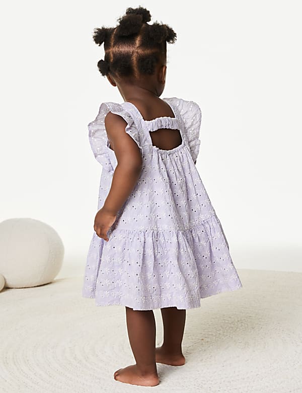 Pure Cotton Broderie Dress (0-3 Yrs)