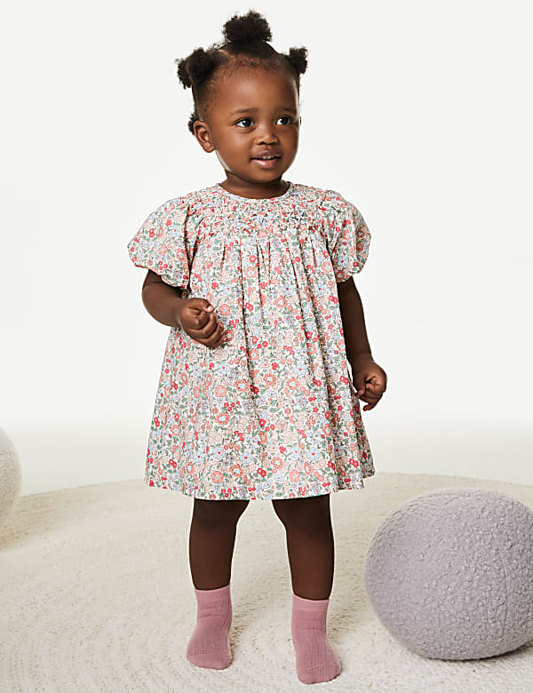 Pure Cotton Floral Dress (0-3 Yrs) - DK