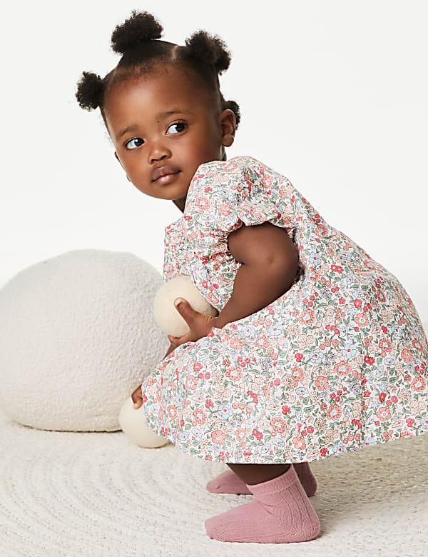 Pure Cotton Floral Dress (0-3 Yrs)