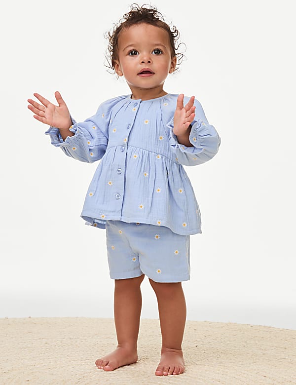 2pc Pure Cotton Floral Outfit (0-3 Yrs)