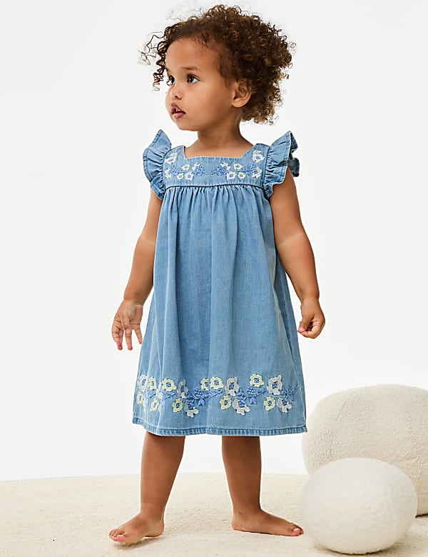 Cotton Rich Embroidered Dress (0-3 Yrs)