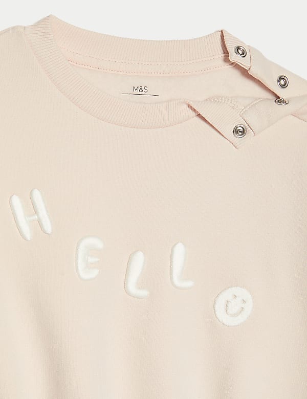 2pc Cotton Rich Hello Top & Bottom Outfit (0-3 Yrs) - NZ