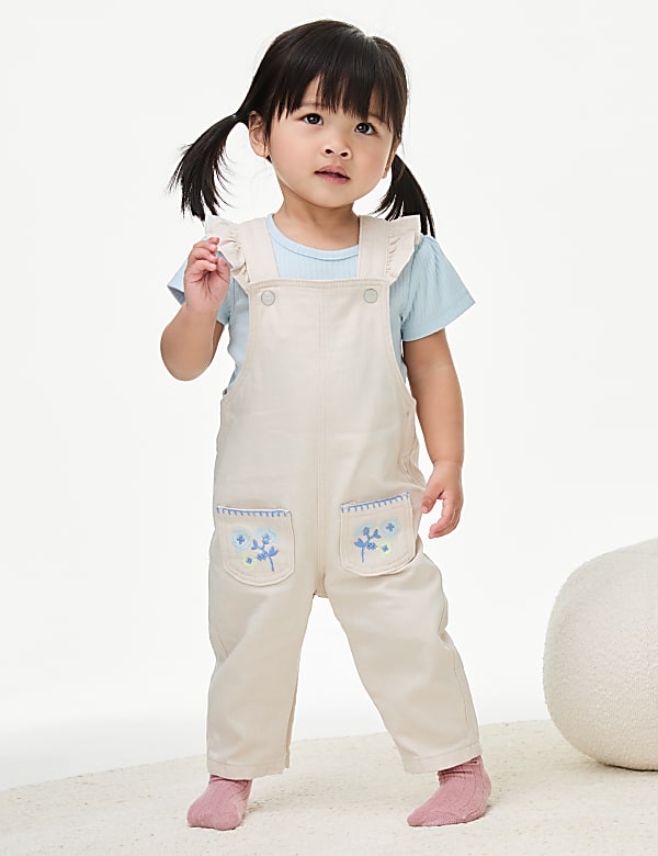 2pc Pure Cotton Dungaree Outfit (0-3 Yrs) - KR