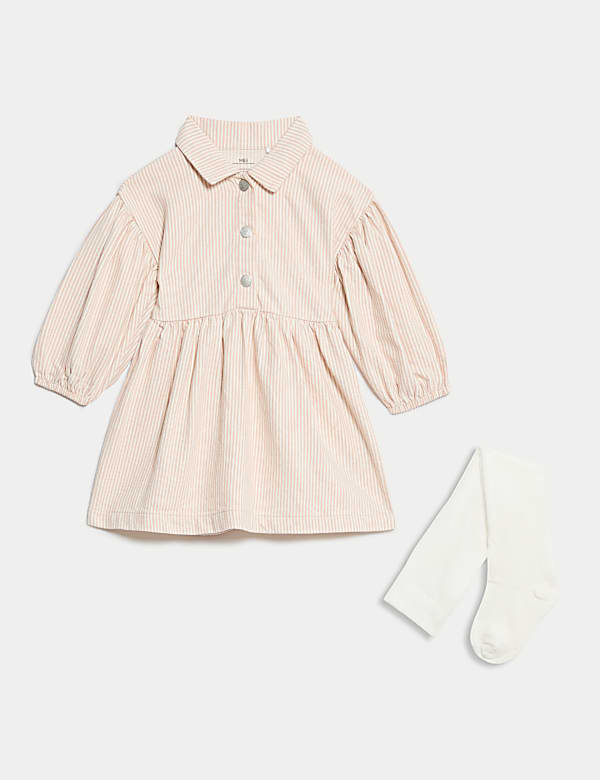 2pc Cotton Rich Striped Dress with Tights (0-3 Yrs) - AL