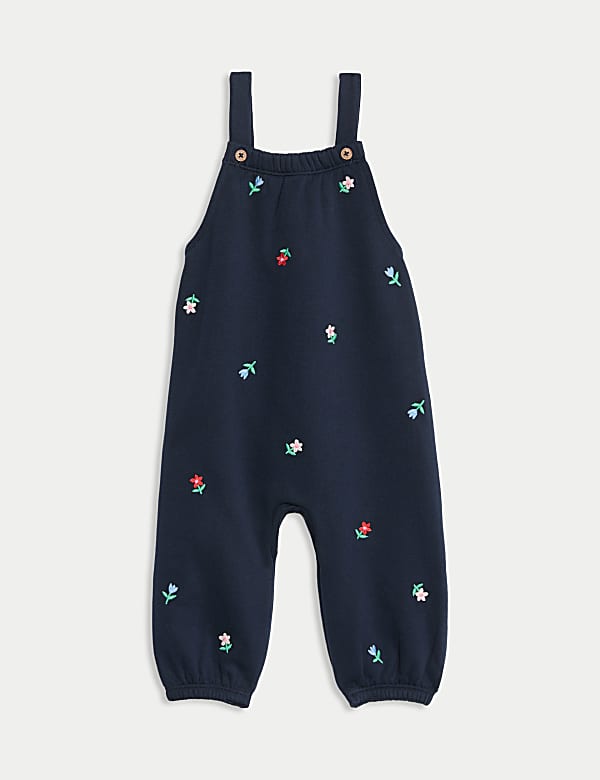 2pc Cotton Rich Floral Dungarees Outfit (0-3 Yrs)