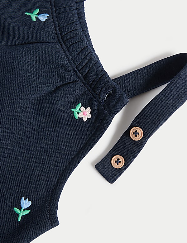 2pc Cotton Rich Floral Dungarees Outfit (0-3 Yrs)