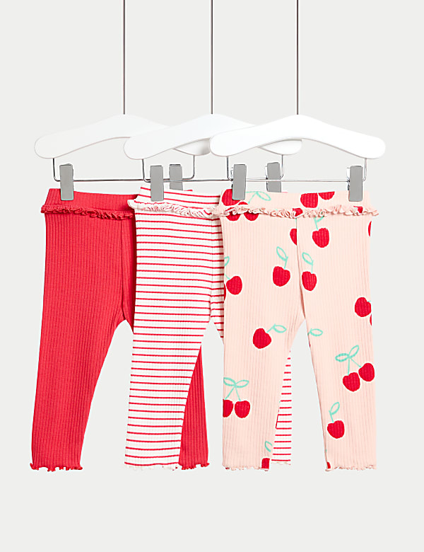 3pk Cotton Rich Cherry Leggings (0-3 Yrs)