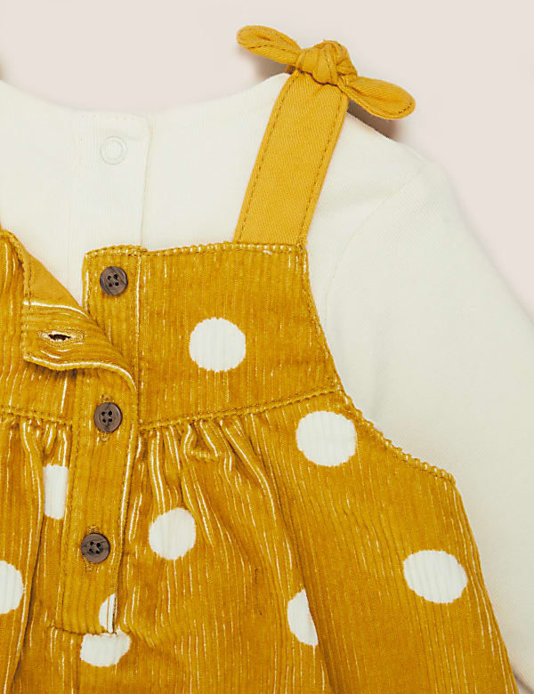3 Piece Cotton Spot Cord Dress Outfit (0-3 Yrs)