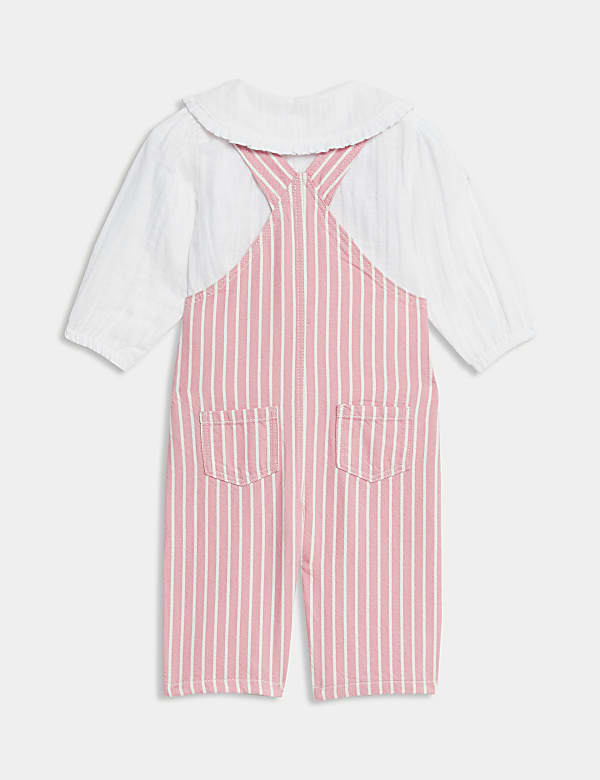 2pc Pure Cotton Striped Dungarees Outfit (0-3 Yrs)