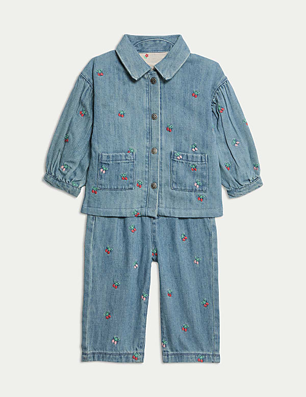 2pc Denim Embroidered Jacket & Jeans Outfit (0-6 Yrs)